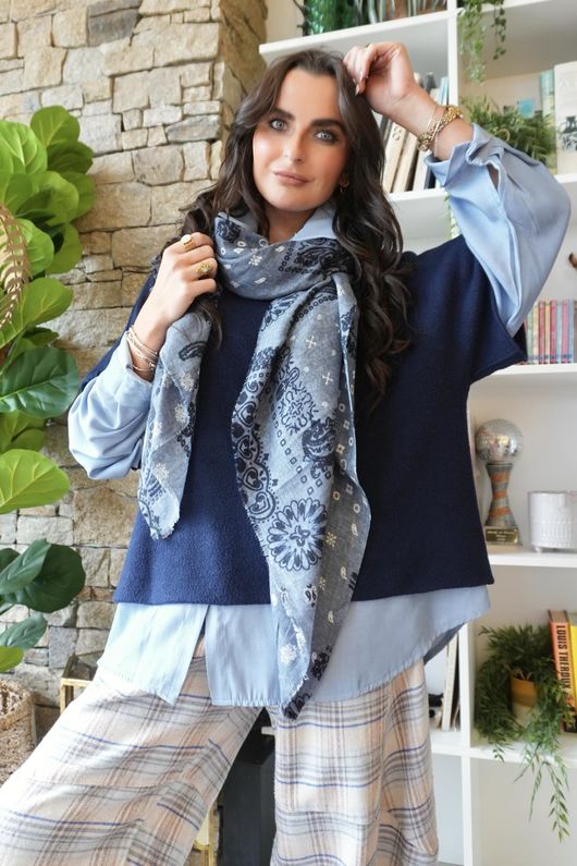 Lucky Bandana Scarf Denim /